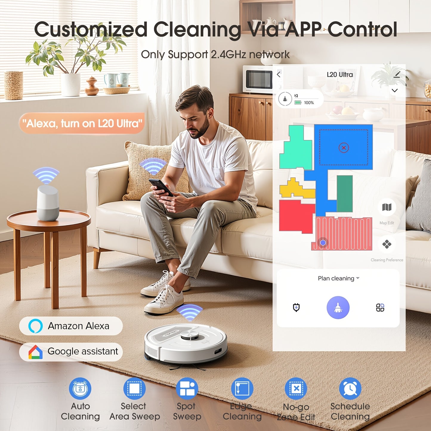 Robotstofzuiger – Robotstofzuiger En Mop – Dweilrobot – Reinigingsrobot – Zelfledigende Robotstofzuiger – 5500Pa Zuigkracht – 2,5L Zelf Ledigingsstation Voor 60 Dagen
