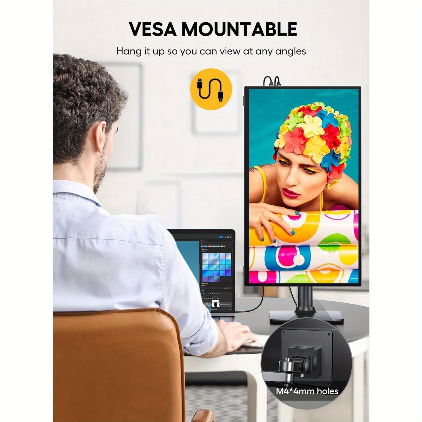 Gaming Monitor – Gaming Scherm – Portable Monitor – Tweede Scherm – Touchscreen Monitor – 18,5 Inch – 120Hz Verversingssnelheid – FreeSync – sRGB Kleur – USB-C – VESA Montage – Frameless Design