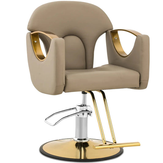 BARTON Barber Chair with Footrest - Beige - QUORE