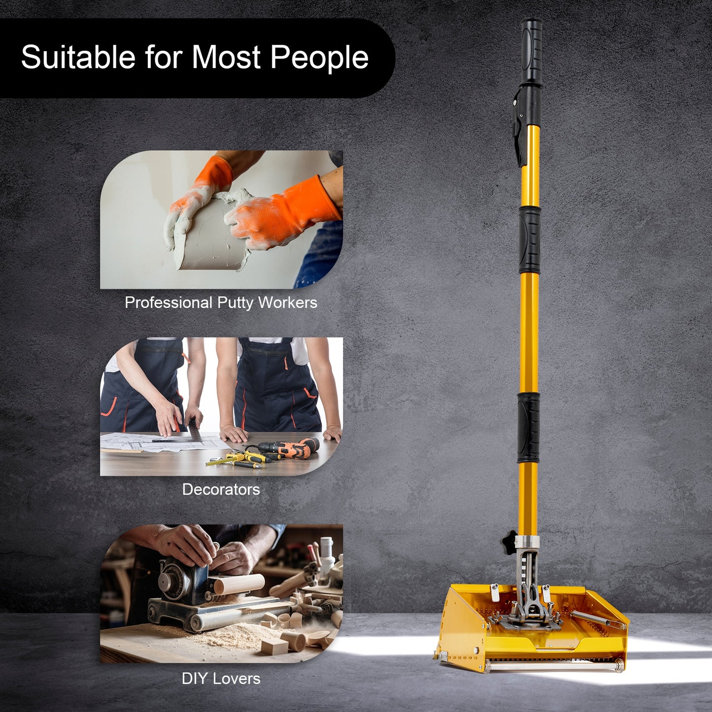 Verstelbaar Stucgereedschap – Afwerkspaan – Plamuurspaan – Pleisterspaan – Taping Tool – Aluminium Aluminium Alloy – Verstelbare Steel 102-163 cm – Lekvrije Putty Box 26 cm