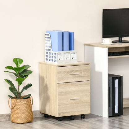 Opbergkastje Bureau – Ladekastje – Bureau Organizer – Kantoorkastje – Mobiele Opberger – Compact 39,5x39x58,5 cm – Spaanplaat Eikenhout Look – 5 Wieltjes Met Remmen