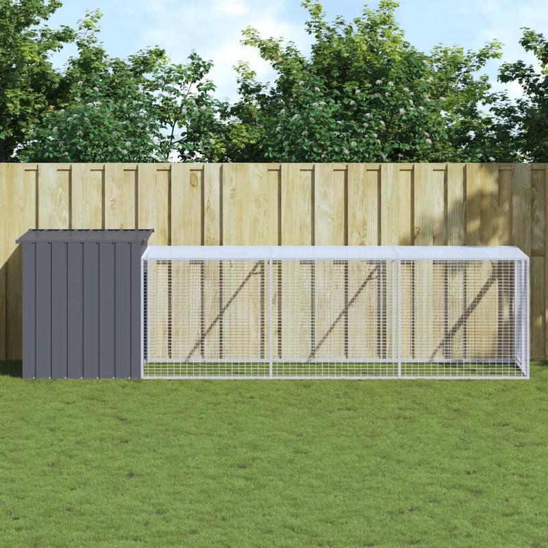 Kippenren – Kippenhok – Kippenkooi – Ren – Hennenren – Antraciet – Verzinkt Staal – 110x405x110 cm – Weerbestendig – Ruim