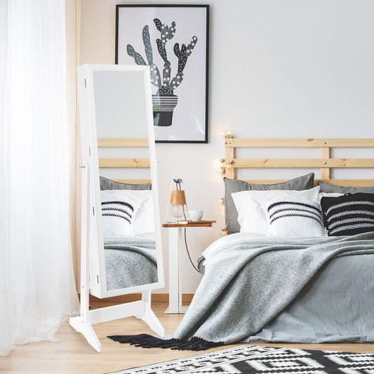 Staande Sieradenkast – Sieradenkast – Sieraden Opberger – Juwelenkast – Oorbellenkast – Volledige Spiegel – 108 Oorbellenplekken – Compact & Stabiel Design