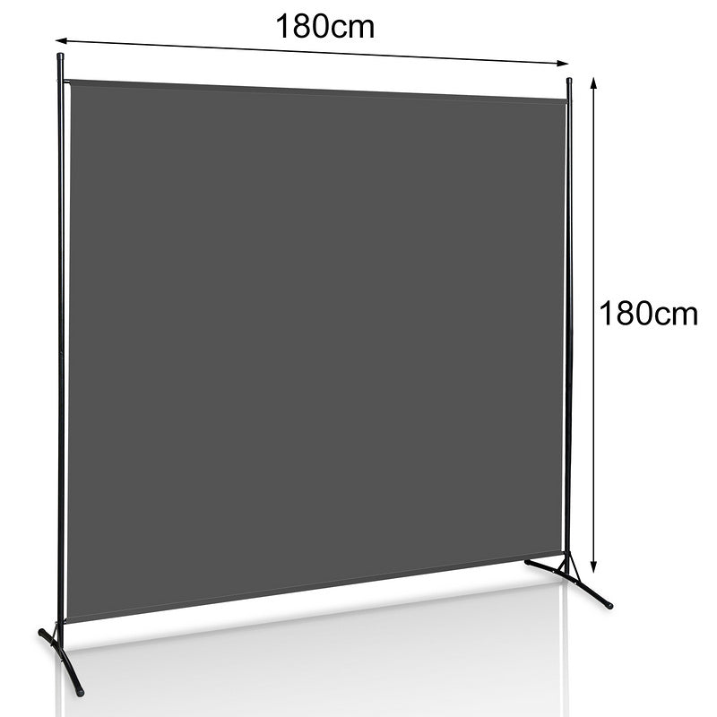 Kamerscherm – Roomdivider – Scheidingswand – Paravent – Privacy Scherm – Donkergrijs – Vouwbaar – Met Metalen Frame 180x180 cm