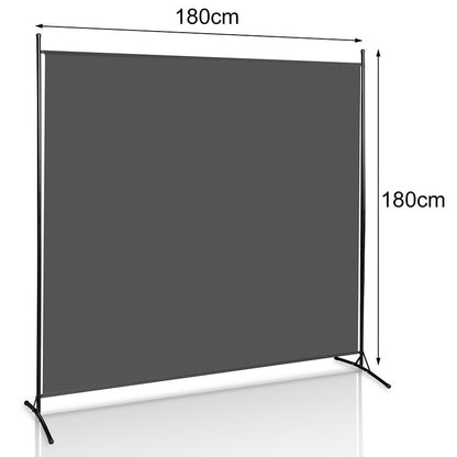 Kamerscherm – Roomdivider – Scheidingswand – Paravent – Privacy Scherm – Donkergrijs – Vouwbaar – Met Metalen Frame 180x180 cm