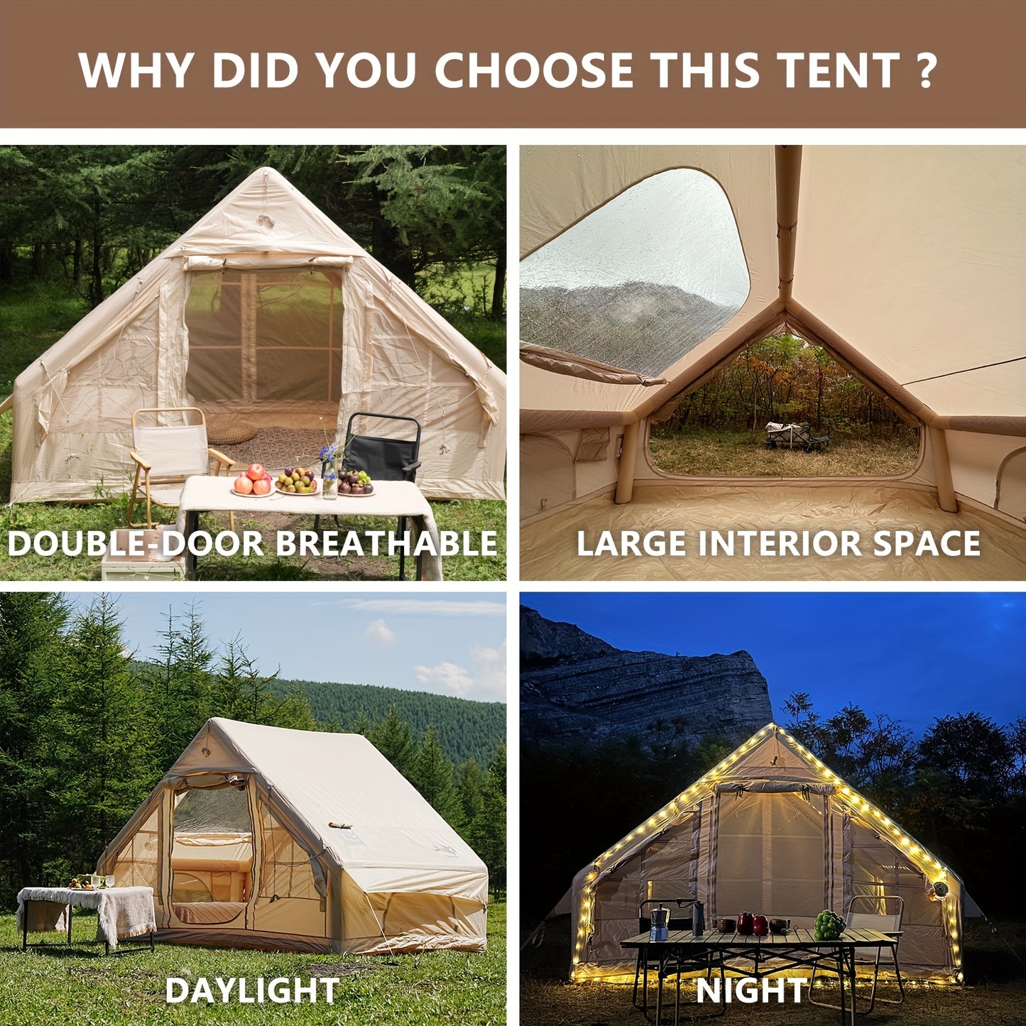 6-Persoons Opblaasbare Tent – XXL Kampeertent – Lucht Tent – Familie Tent – Groepstent – Weerbestendig Polyester – Snelle Zelfstandige Opzet