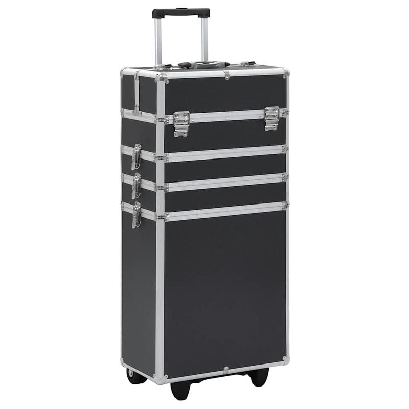 Make-up Organizer – Make-up Opberger – Cosmetica Opbergdoos – Skincare Organizer – Make-up Organizer Opbergkast – Zwart – Stevig Aluminium & ABS – 4 Niveaus Met Uitbreidbare Planken