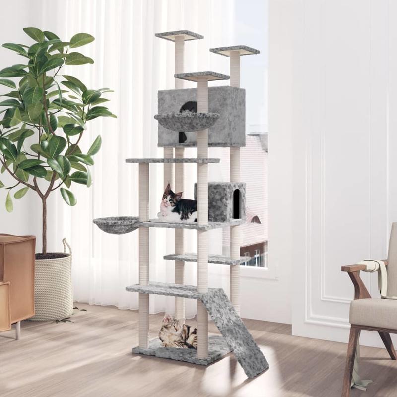 Light Gray Sisal Scratching Post Cat Furniture, 191cm Hardwood Construction, Kattenmeubel