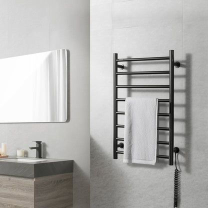 Handdoekwarmer – Handdoekverwarmer – Towel Warmer – Handdoekstomer – Handdoek Warmer – Zwart – Roestvrij Staal – 5 Temperatuurniveaus Met Timer