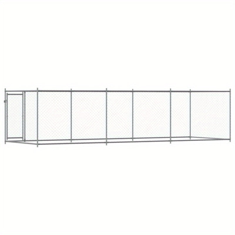 Hondenren – Hondenkooi – Hondenbench – Buitenkennel – Metalen Hondenren Grijs – Gegalvaniseerd Roestbestendig IJzer – 600x200x150 cm – Vooraf Gemonteerd