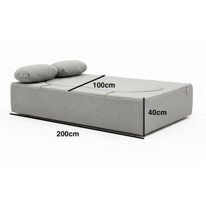 Sofa Bed – Slaapbank – Bankbed – Bedbank – Slaapbank Kinderkamer – Scandinavisch Design – Memory Foam Matras 200x100 cm – Afneembare Wasbare Boucle Bekleding Grijs