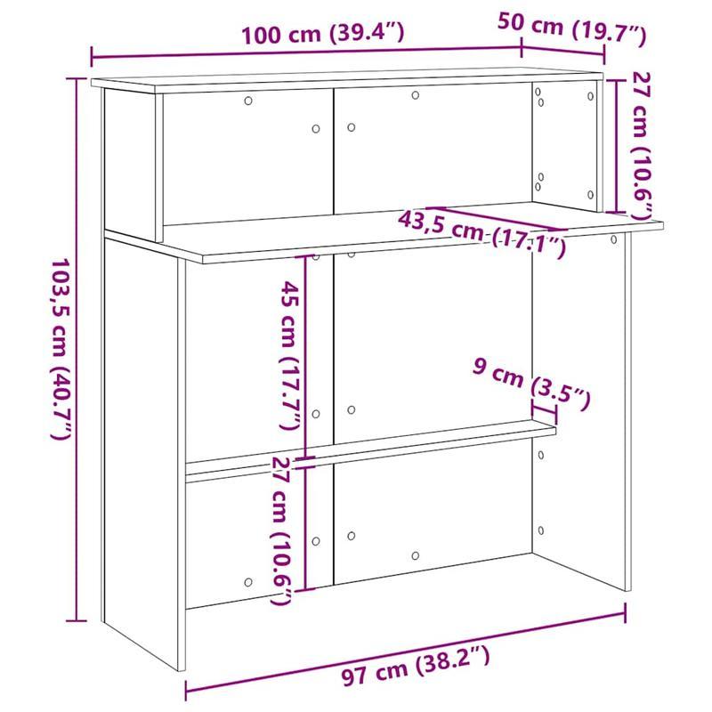 Balie – Reception Desk – Baliepaneel – Ontvangstbalie – Balietafel – Grijs – Houtmateriaal – Compact 100x50x103,5 cm