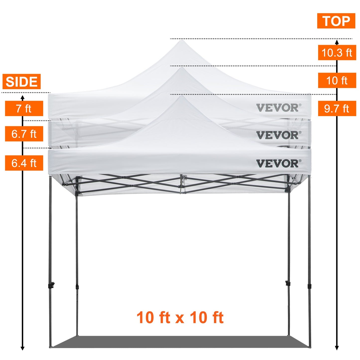 Pop-up Partytent – Partytent – Tuinkar Tent – Evenemententent – Markttent – 10 x 10 ft – Weerbestendig Polyester Dak – Transparante PVC Zijwanden