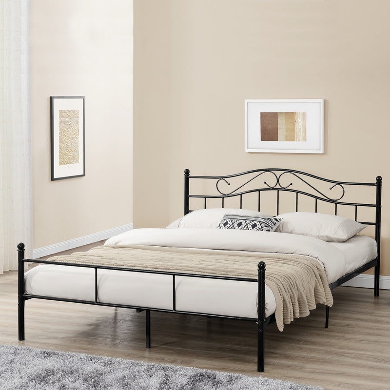 Metalen Bed – Stalen Bedframe – Industrieel Bed – Slaapbank – Lattenbodem – Mat Zwart – 160 x 200 cm – Stevig & Onderhoudsvriendelijk