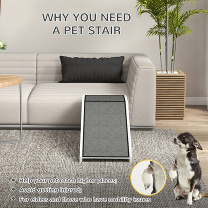 Hondenloopplank – Hondenladder – Huisdiertrap – Hondentrap – Loopplank Voor Honden – Antislip Tapijt – Geschikt Tot 30 kg – Kunststof Met Polyester Fiber – Wit Grijs