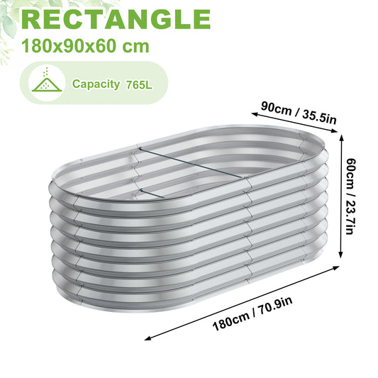 Hoogtebed tuin – Verhoogde plantenbak – Moestuinbak – Kruidenbak – Plantvak – Ovaal 180x90x60 cm – Galvaniseerd Staal – Roestvrij en Duurzaam