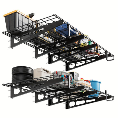 Heavy-Duty Wall Shelves for Garage Storage, Measuring 60.96X182.88 cm, Capable of Holding Up to 362.87 KG. This Set Includes Two Wall-Mounted Racks Suitable for Use in a Shop, Shed, Or Garage, Storage Racks