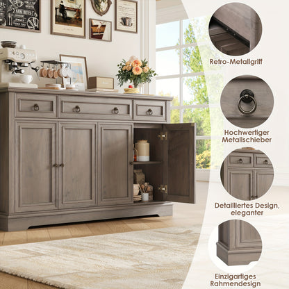 Ladekast – Kast – Dressoir – Opbergkast – Sideboard – Eikenhout – Verstelbare Planken – 2-Deurs 4-Laden Design