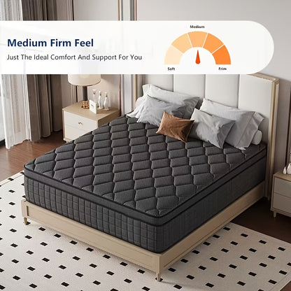 Queen Size Independent Pocket Spring Mattress | Memory Foam, Ergonomic Design, Medium Firmness, Luxurious Soft Comfort, Gray Wedding Mattress