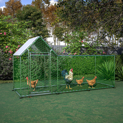 Kippenren – Dierenren – Kippenhok – Konijnenren – Buitenren – Met PE Cover – Veiligheidssluiting – 300x152x107 cm – Stevig Metalen Hekwerk