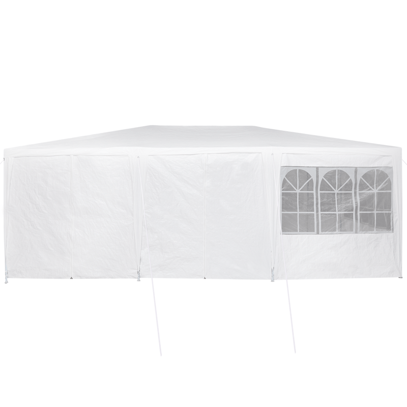 Partytent – Tuinpaviljoen – Feesttent – Paviljoen – Tuintent – 6x4m – Wit – 10 Zijwanden – Waterdicht PE – Weerbestendig Stevig Frame