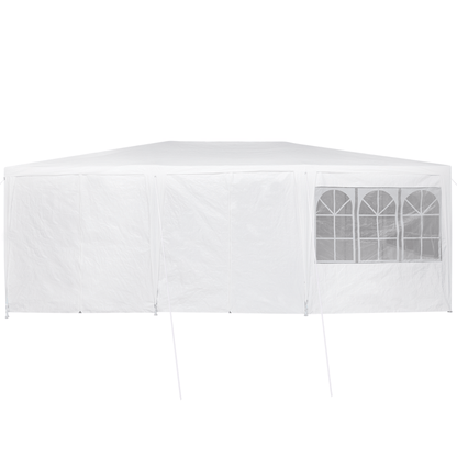 Partytent – Tuinpaviljoen – Feesttent – Paviljoen – Tuintent – 6x4m – Wit – 10 Zijwanden – Waterdicht PE – Weerbestendig Stevig Frame