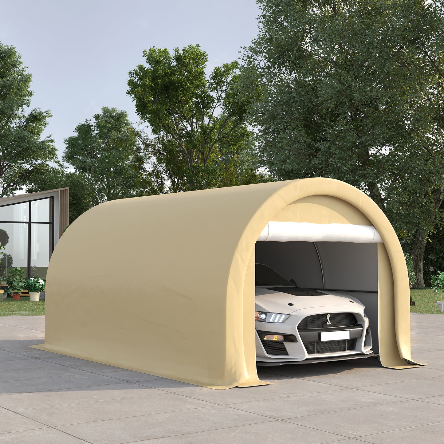 Carport – Garage – Overkapping – Autostalling – Opslagtent – Ruim 5x3 meter – Waterdicht PE 190 g/m² met Verzinkt Stalen Frame