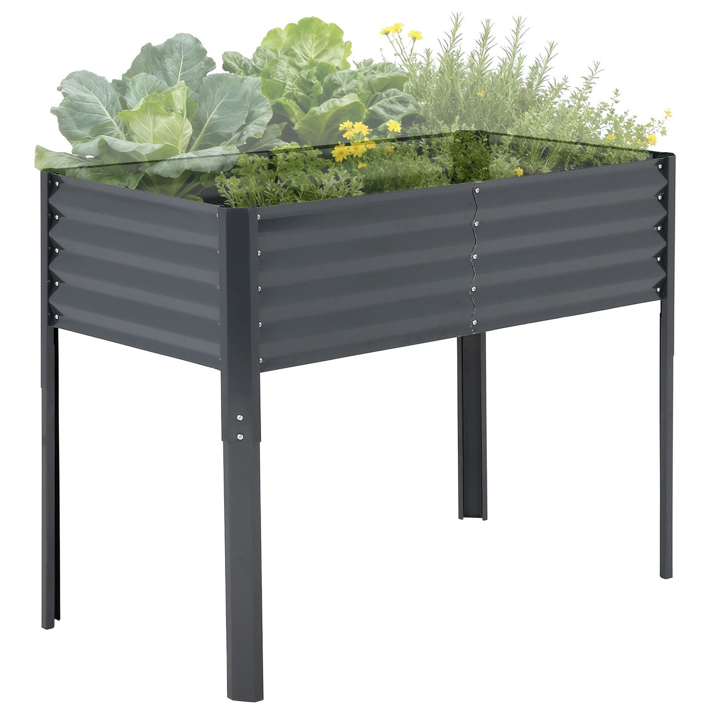 Verhoogde Tuinbak – Moestuinbak – Bloembak – Kruidenbak – Plantbak – Gegalvaniseerd Metaal – Vrijstaand – 120x60x90 cm – Roestbestendig – Eenvoudige Montage
