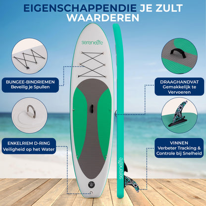 Inflatable SUP Board – Paddleboard – Stand Up Paddle – Opblaasbare SUP – SUP Bord – Extra Breed 81 cm – Versterkt PVC & Anti-Slip Deck – Compleet Set Olijfgroen