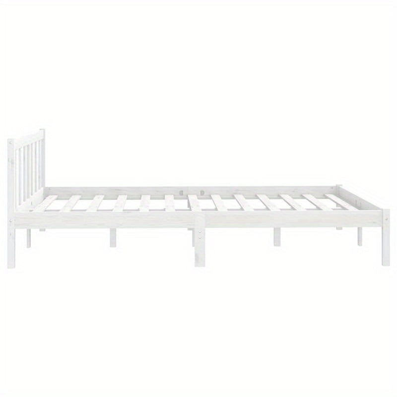 Solid Pine Wood Bed Frame 160x200cm - Removable & Durable White Wooden Frame with High-Quality Construction, Modern Minimalist Design for Contemporary Bedrooms, Bed Frame for Bed, Bedroom Furniture, Clean Line Furniture, Natu