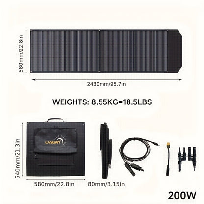 Portable Monocrystalline Silicon 120W/200W 36V Solar Panel By LVYUAN, Ultra-light And Foldable Solar Panel Kit With MC4 Connectors, Suitable For Power Stations, Efficient Solar Charger, Ideal For Camping And Off-grid RV, With