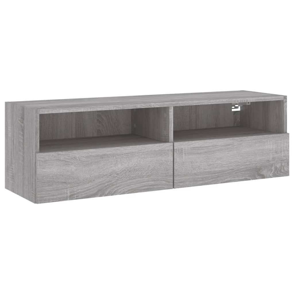 TV Wall Cabinet Grey Sonoma 100x30x30cm Engineered Wood TV Stand Entertainment Center with Storage, Media Television Table for Living Room Bedroom