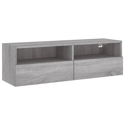 TV Wall Cabinet Grey Sonoma 100x30x30cm Engineered Wood TV Stand Entertainment Center with Storage, Media Television Table for Living Room Bedroom