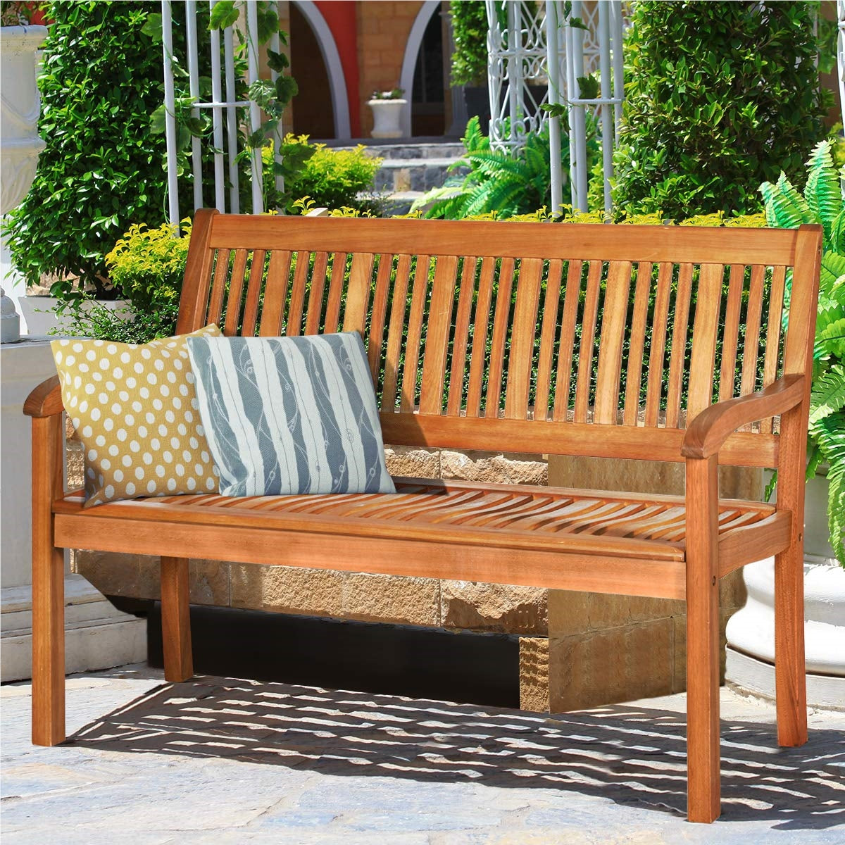 Houten Tuinbank – Buitenbank – Parkbank – Balkonbank – Terrasbank – Acaciahouten Bank – Weerbestendig – Belastbaar Tot 320 Kg – 126x63x91 Cm