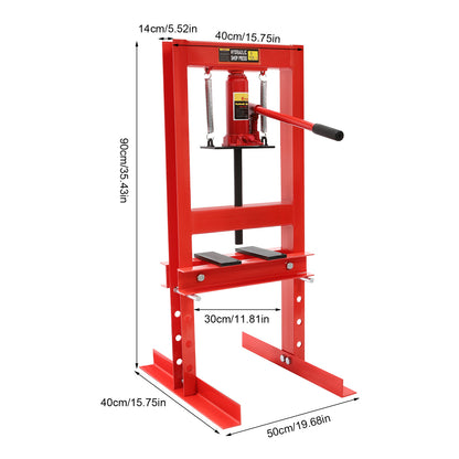 Hydraulische Pers – Werkplaatspers – Persmachine – Garagepers – Mechanische Pers – 6 Ton Capaciteit – Stalen Platte Met Braamvrije Afwerking