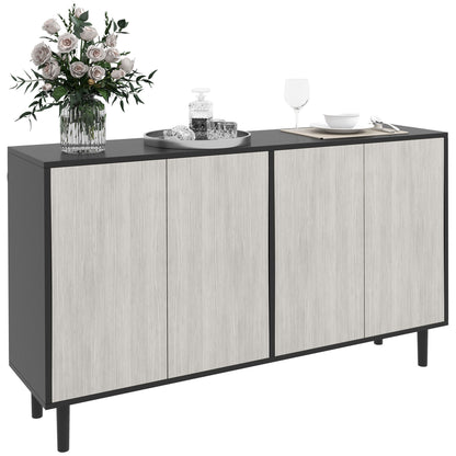 Keukenkast – Keukenbuffet – Buffetkast – Voorraadkast – Keukenopberger – 2 Dubbele Deuren – Verstelbare Planken – 121 x 37 x 75 cm – Hout Spaanplaat – Zwart-Grijze Houtnerf