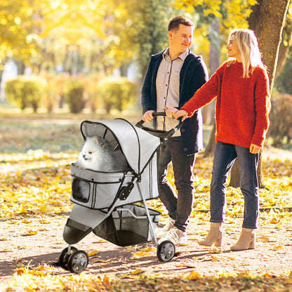 Hondenbuggy – Huisdierenwagen – Wandelwagen – Opvouwbare Buggy – Dierenbuggy – Ademend Mesh – Duurzaam Oxford Stof – Grijs