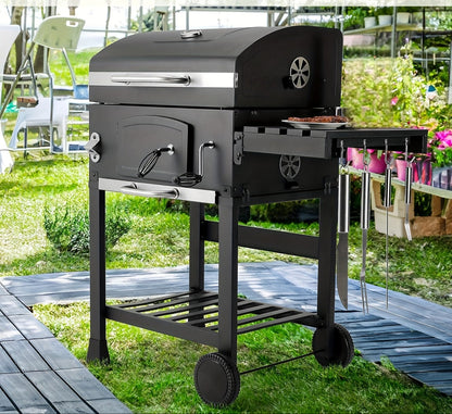 XXL Houtskoolbarbecue – BBQ – Grill – Barbecue – Smoker – Groot Kookoppervlak 57x42 cm – Inclusief Deksel en Thermometer