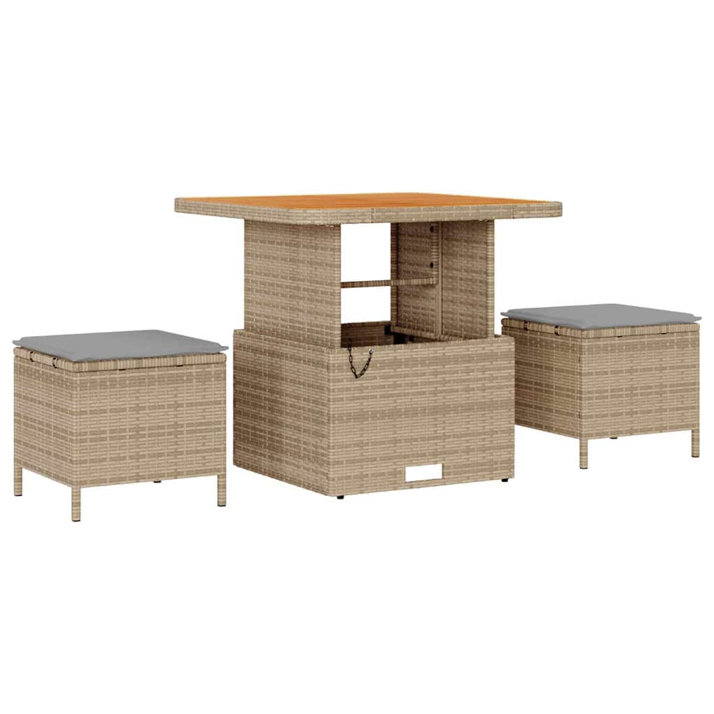 Tuinbank Set – Loungeset – Buitenbank – Terrasbank – Rattan Bank – Beige Lichtgrijs – Weerbestendige Kussens – Comfortabel Voor 5-6 Personen