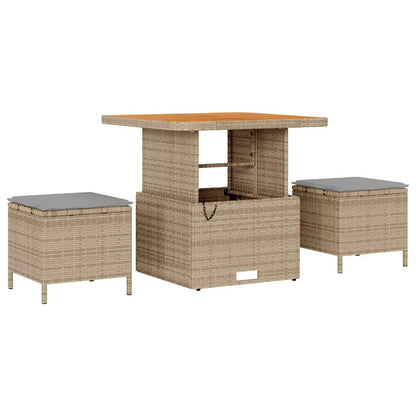 Tuinbank Set – Loungeset – Buitenbank – Terrasbank – Rattan Bank – Beige Lichtgrijs – Weerbestendige Kussens – Comfortabel Voor 5-6 Personen