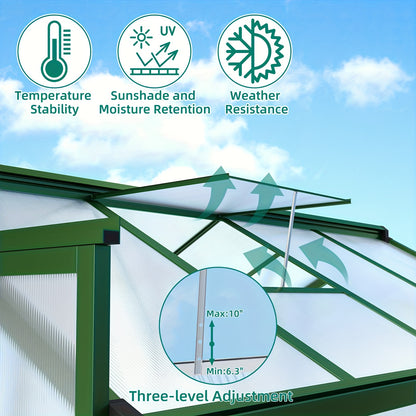 Kas – Kweekkas – Tuinkas – Plantenkas – Broeikas – Groot Aluminium Frame – Weerbestendig Polycarbonaat – Inclusief Dakventilator – 183x244 cm Walk-in Greenhouse