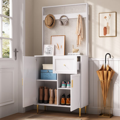 Coat Rack, Walk-in Wardrobe Set, Compact Walk-in Wardrobe, Hallway Wardrobe, Entrance Hall Cabinet, Wall Cupboard, Shelving, Entrance Hall and Corridor Wardrobe, Panelled Shoe Cabinet (WxHxD): 80x175.5x35cm