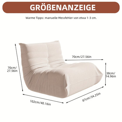 Vloerbank – Zitzak – Loungestoel – Fauteuil – Bank – Corduroy Stof – Memory Foam Vulling – Compact En Opvouwbaar