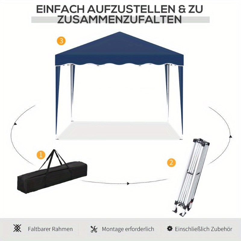 Partytent 3x3m – Feesttent – Buiten Tent – Tuin Tent – Evenemententent – Blauw – Verstelbare Hoogte – Stalen Frame & UV-Beschermende Oxford Stof