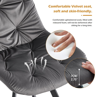 Velvet Draaistoel – Eetkamerstoel – Bureaustoel – Stoel Zonder Armleuning – Draaibare Stoel – Set Van 2 – 360° Draaibaar – Bezaaid Met Comfortabel Memory Foam