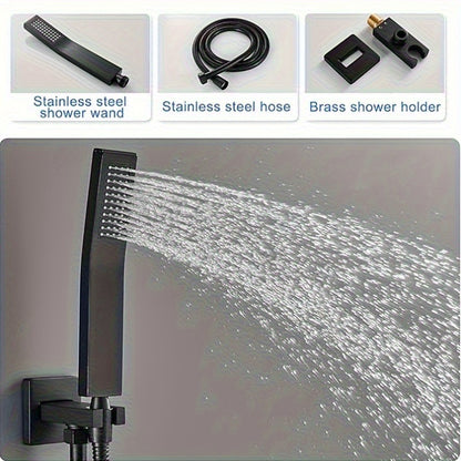 Douchesysteem Zwarte Douche Set Regendouche Handdouche Mengkraan Thermostaat – Matte Zwart – 40,64 cm Regendouche – Wandmontage – Zonder Elektriciteit – Onderhoudsvriendelijk