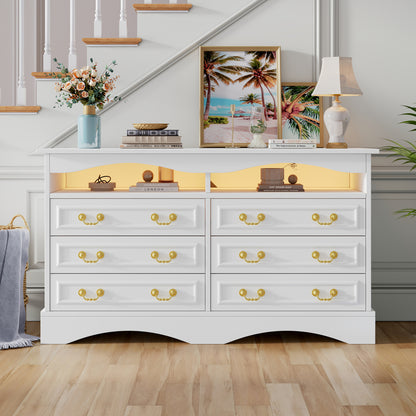 Opbergkast – Ladenkast – Sideboard – Dressoir – Kast Wit – Modern Design – 6 Laden – 120 cm Breedte