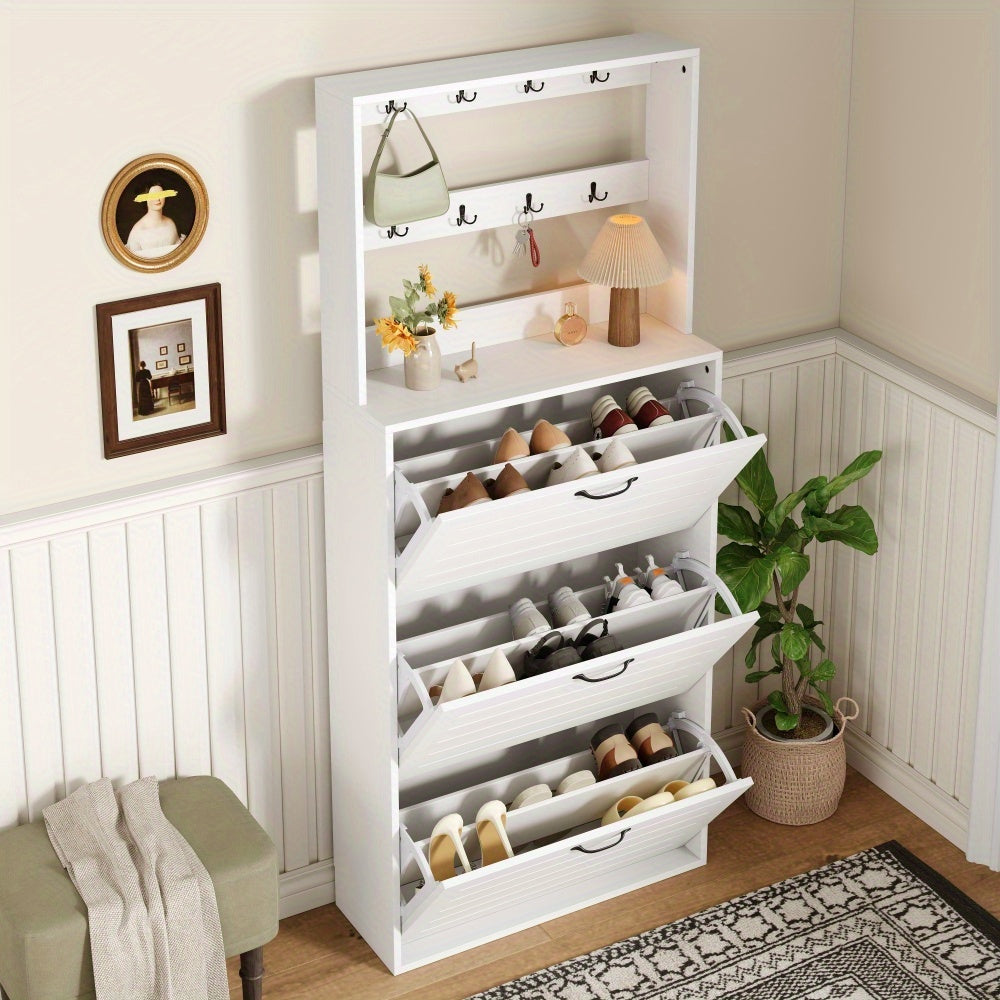 Schoenenkast – Schoenenrek – Schoenenopberger – Schoenencupboard – Schoenengehangen – Smal Model – 3 Deuren Met Haken – Geschikt Voor 15 Paar Schoenen – Duurzaam En Ruim