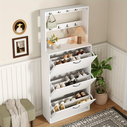 Schoenenkast – Schoenenrek – Schoenenopberger – Schoenencupboard – Schoenengehangen – Smal Model – 3 Deuren Met Haken – Geschikt Voor 15 Paar Schoenen – Duurzaam En Ruim