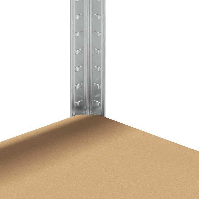 5-laags Opbergrek – Opbergkast – Stelling – Plank – Vakkenkast – Set Van 2 – Zilverkleurig Staal – Gelamineerd Hout